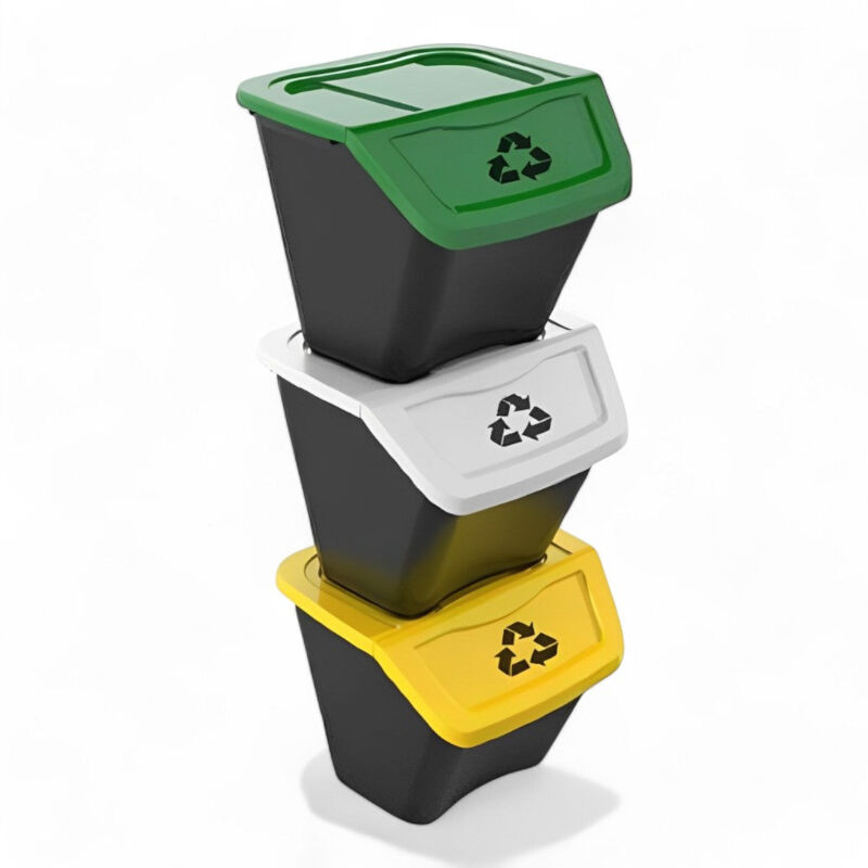 foto del prodotto no brand set pattumiere raccolta differenziata 3 pezzi 30 litri dimensioni 39x39x33h contenitori ecologici organizzazione rifiuti