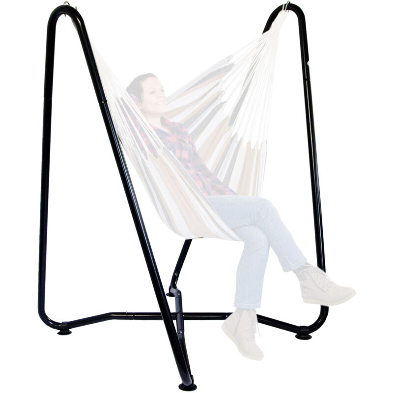 foto del prodotto no brand sostegno per sedia sospesa 155cm supporto per appendere dondolo sospeso amaca intelaiatura in acciaio colore nero peso max supportato