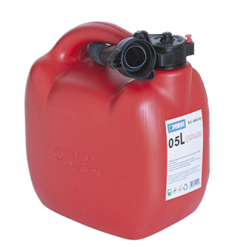 foto del prodotto no brand tanica in plastica rossa 5 lt per benzina gasolio con beccuccio fervi 0660 05