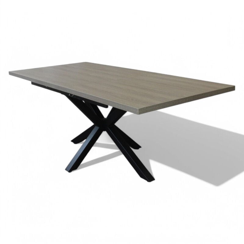 foto del prodotto no brand tavolo allungabile struttura in alluminio e piano in melamina antracite e grigio scuro 90x160 200xh75 cm gari 