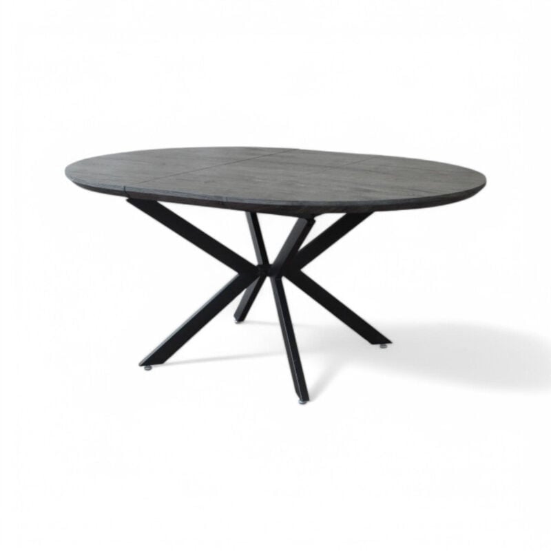 foto del prodotto no brand tavolo rotondo allungabile antracite in melaminico effetto legno 120x120 160xh76