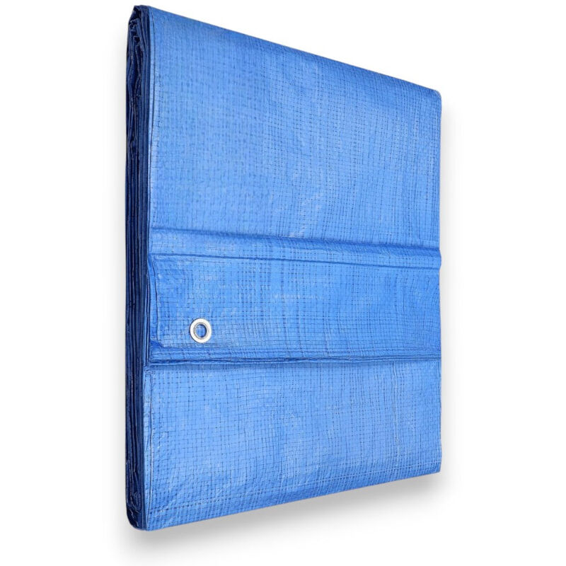 foto del prodotto no brand telo occhiellato pesante in polietilene blu 6x8 mt impermeabile multiuso rinforzato con occhielli metallici a ogni metro