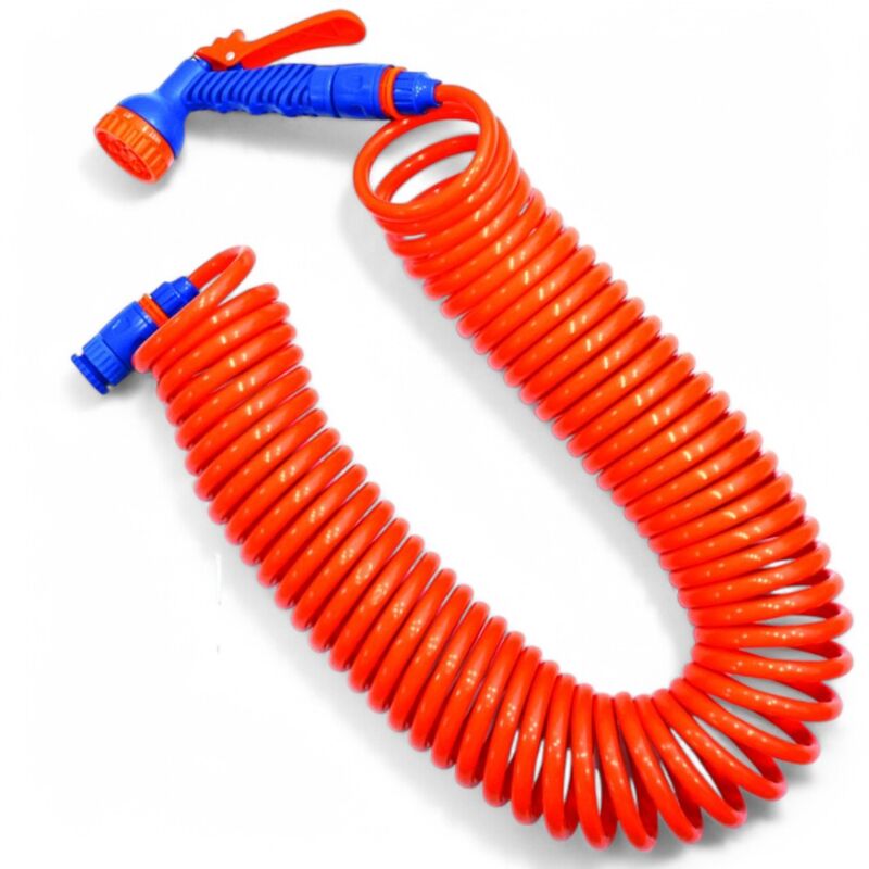 foto del prodotto no brand tubo per irrigazione a spirale in abs 15 mt. in blister con idropistola e raccordi 1 2