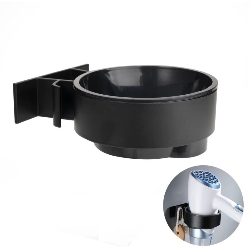 foto del prodotto no drilling hair dryer holder stand hair dryer holder for bathroom bedroom balcony black