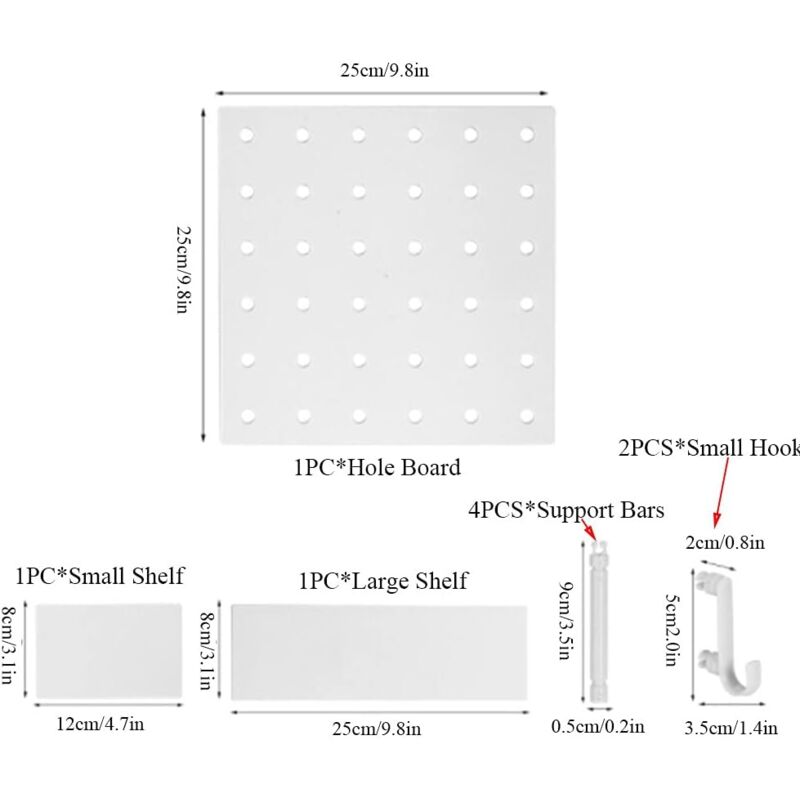 foto del prodotto no drilling perforated plastic wall shelf kit for home, kitchen, bathroom, office white
