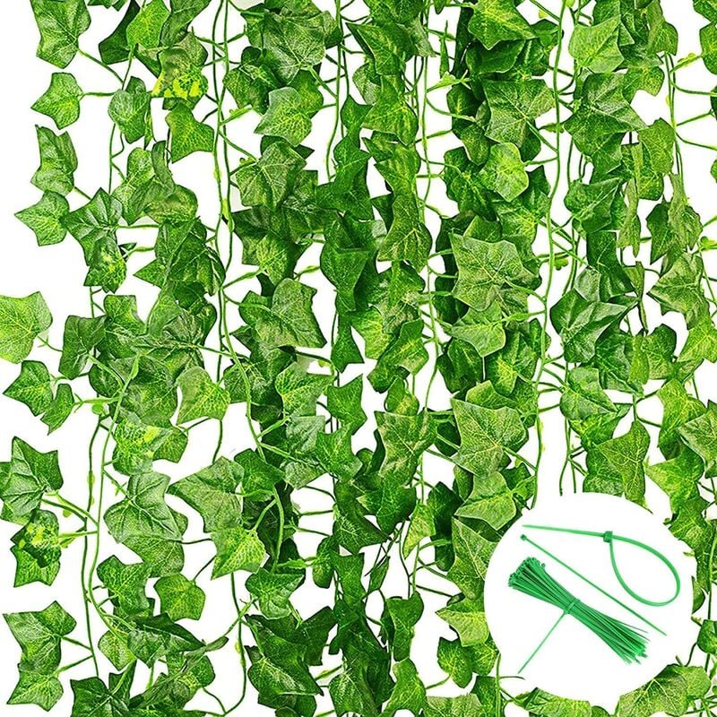 foto del prodotto noa home deco edera finta pianta artificiale rampicante ghirlanda 12 pezzi, da esterno, per festa di matrimonio e la decorazione della parete