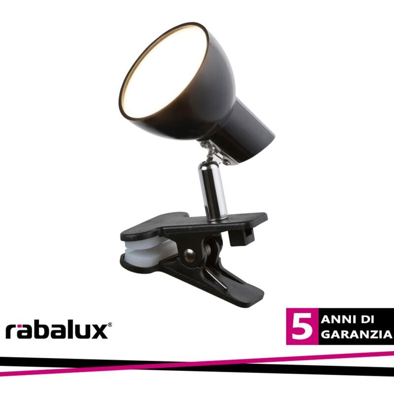 foto del prodotto noah, clip lamp, black, in built led 5w 360lm 3000k, cabel s luce calda