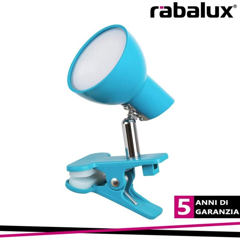 foto del prodotto noah, clip lamp, blue, in built led 5w 360lm 3000k, cabel sw luce calda