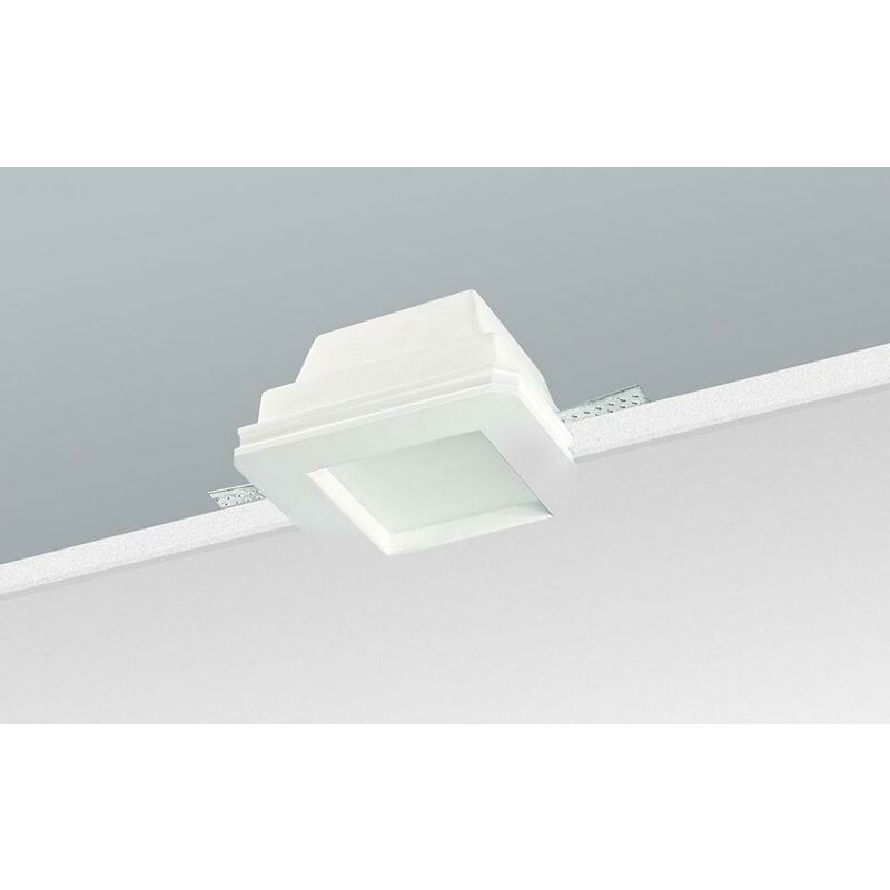 foto del prodotto nobile illuminazione nobile italia incasso quadrato c vetro a scomparsa totale installazione in soffitto di cartongesso corpo gesso c vetro gu10