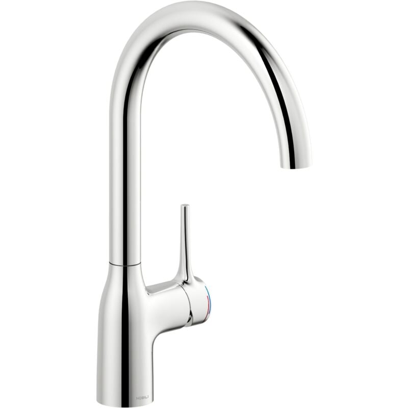 foto del prodotto nobili miscelatore lavello cucina in ottone cromato canna alta curva mania cu128133cr cromo