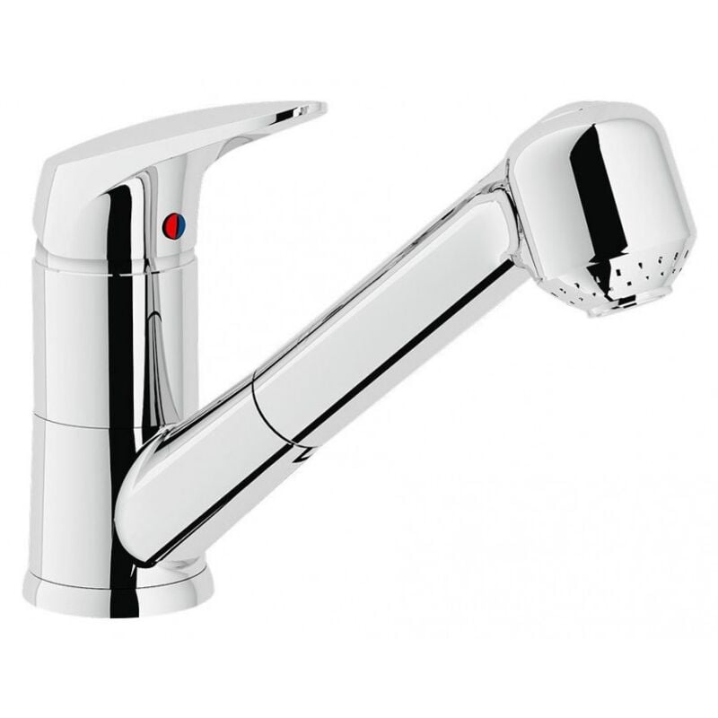 foto del prodotto nobili miscelatore monocomando per lavello 156x200 mm in ottone cromato con doccino estraibile hera