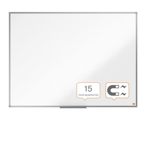foto del prodotto nobo lavagna bianca magnetica in acciaio basic 1200x900 con bordo basico