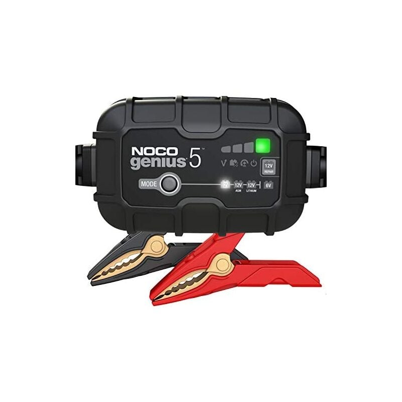 foto del prodotto noco genius5eu, caricatore de batteria de car 5a, smart charger de 6v e 12v, mantenitore di batteria de, caricatore de manutenzione e desolfatatore