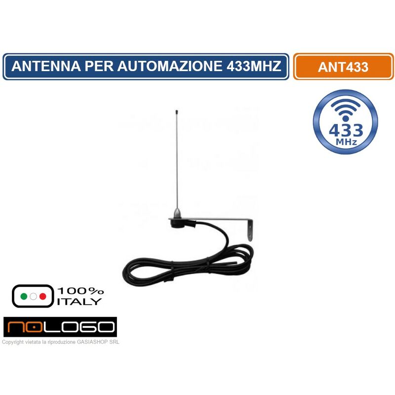 foto del prodotto nologo antenna per automazione cancelli accordata con staffa in acciaio 433,92 mhz rg58 3,5m