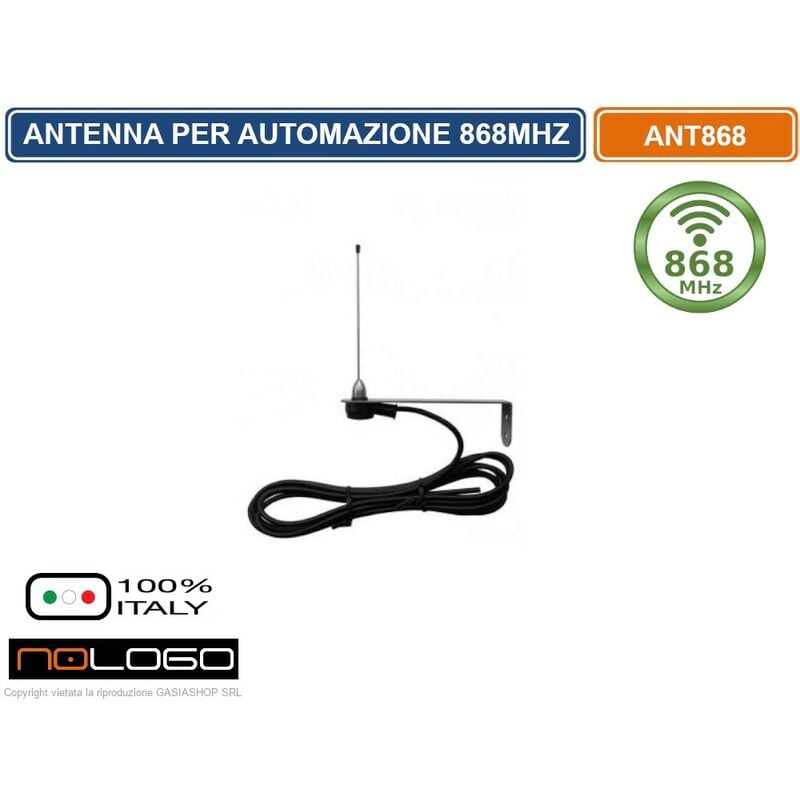 foto del prodotto nologo antenna per automazione cancelli accordata con staffa in acciaio 868 mhz rg58 3,5m