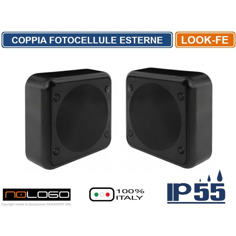 foto del prodotto nologo coppia fotocellule infrarosso quadrate da parete portata 20m look fe automazione cancello da esterno ip55