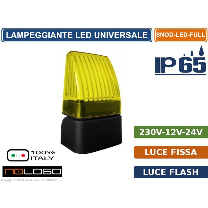foto del prodotto nologo segnalatore luminoso lampeggiante universale a led luce fissa o intermittente con supporto integrato ip65