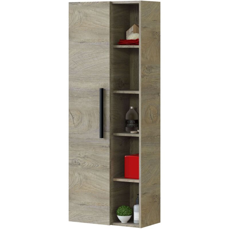 foto del prodotto non armadio colonna sospesa bagno 1 anta ripiani a vista rovere cm 51x25xh135 37730