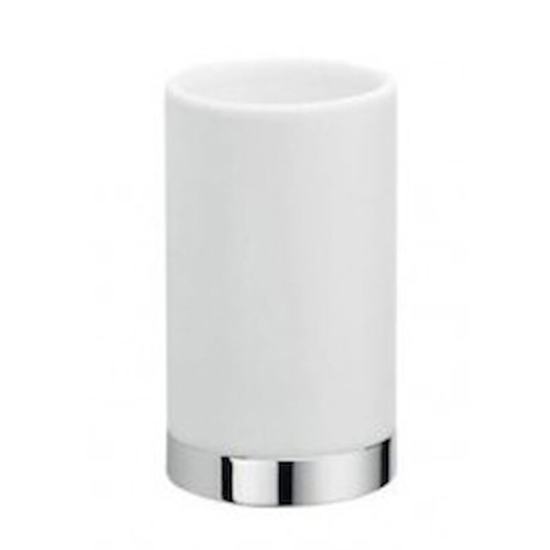 foto del prodotto nordic porta bicchiere appoggio bianco opaco cromato codice prod b52410cr cbo colombo design
