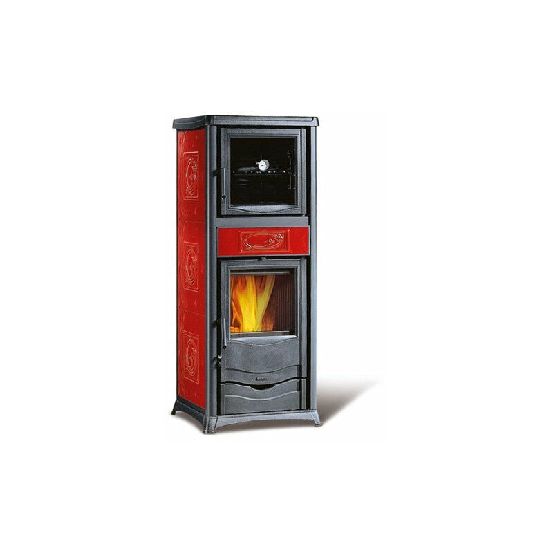 foto del prodotto nordica stufa a legna con forno per cucinare 9,1 kw rossella plus evo red