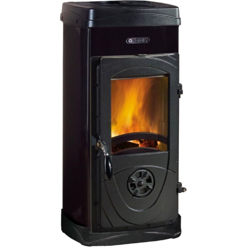 foto del prodotto nordica stufa a legna super junior rivestimento in acciaio smaltato potenza termica nominale 5 kw 143 m3 riscaldabili colore verde