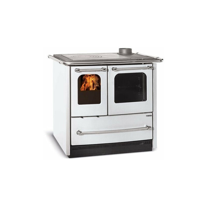 foto del prodotto nordica stufa cucina a legna in acciaio porcellanato con forno easy evo 2.0 white