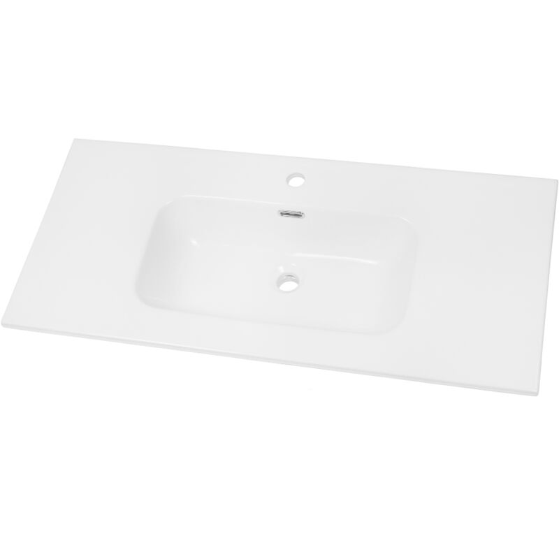 foto del prodotto nordik flat lavabo ad incasso in ceramica bianco lucido per mobili bagno misure 101x46 cm confezione 1