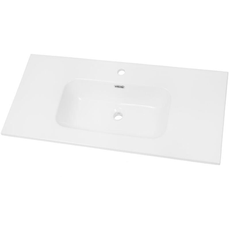 foto del prodotto nordik flat lavabo ad incasso in ceramica bianco lucido per mobili bagno misure 91x46 cm confezione 1