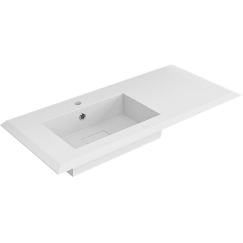 foto del prodotto nordik flat lavabo grace resina incasso bianco opaco 106x46x2 cm piano sinistro