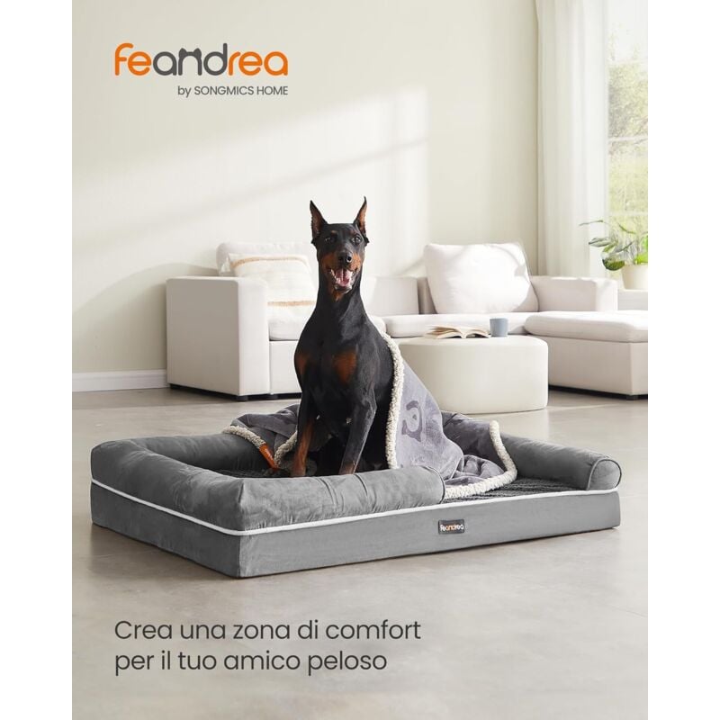 foto del prodotto northix feandrea cuccia per cani ortopedica, letto divano per animali, imbottitura morbida, bordi rialzati, copertura sfoderabile e lavabile, 122 x
