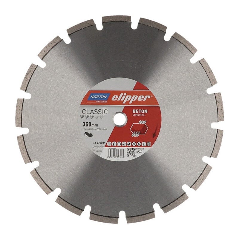 foto del prodotto norton disque tron onner diamant classic b ton d.350mm al sage.25,4mm 2,8mm 10mm