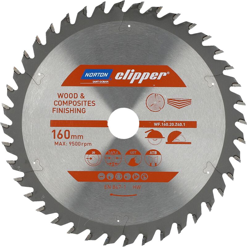 foto del prodotto norton pi a tarczowa 160mm x 20mm x 40z drewno i kompozyty atb 2,6 1,6 