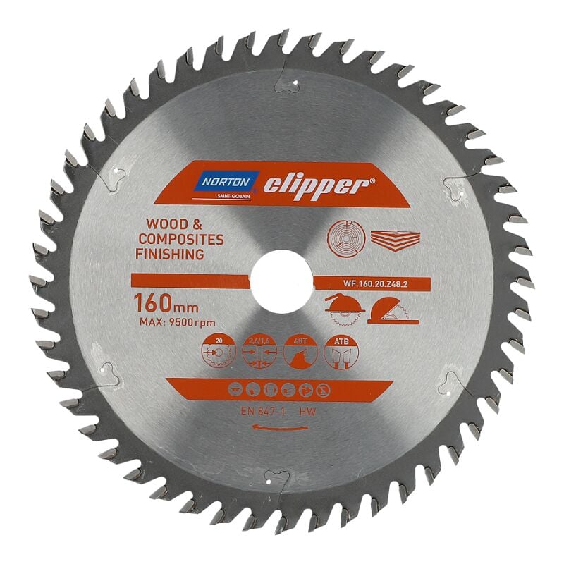 foto del prodotto norton pi a tarczowa 160mm x 20mm x 48z drewno i kompozyty atb 2,6 1,6 