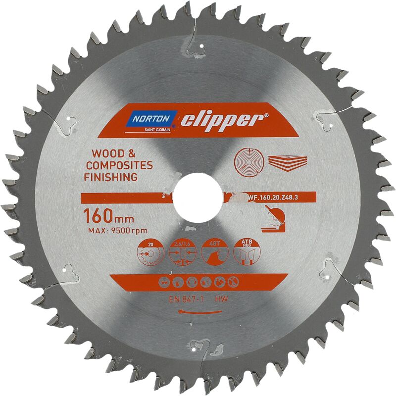 foto del prodotto norton pi a tarczowa 160mm x 20mm x 48z drewno i kompozyty atb neg 2,6 1,6 