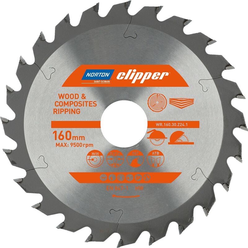 immagine 0 del prodotto norton pi a tarczowa 160mm x 30mm x 24z drewno i kompozyty atb 2,2 1,6 