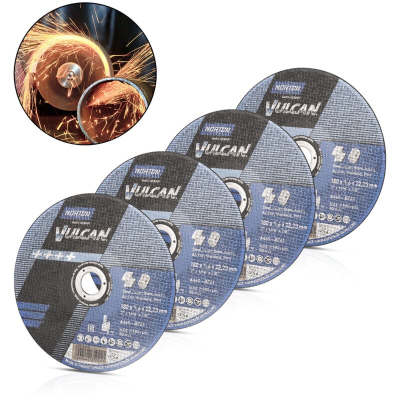 foto del prodotto norton set di 4 dischi da taglio 180 x 1,6 x 22,23 mm per seghe da taglio per metalli