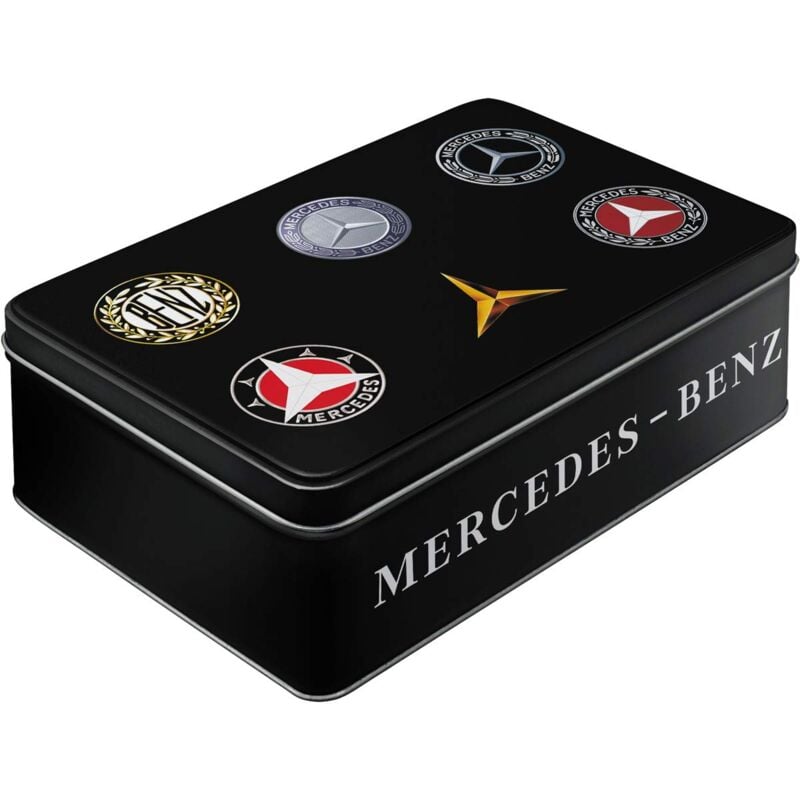 foto del prodotto nostalgic art contenitori di latta retr piatti, mercedes benz logos idea regalo per amanti di auto, scatola con coperchio, design vintage, 2,5 l