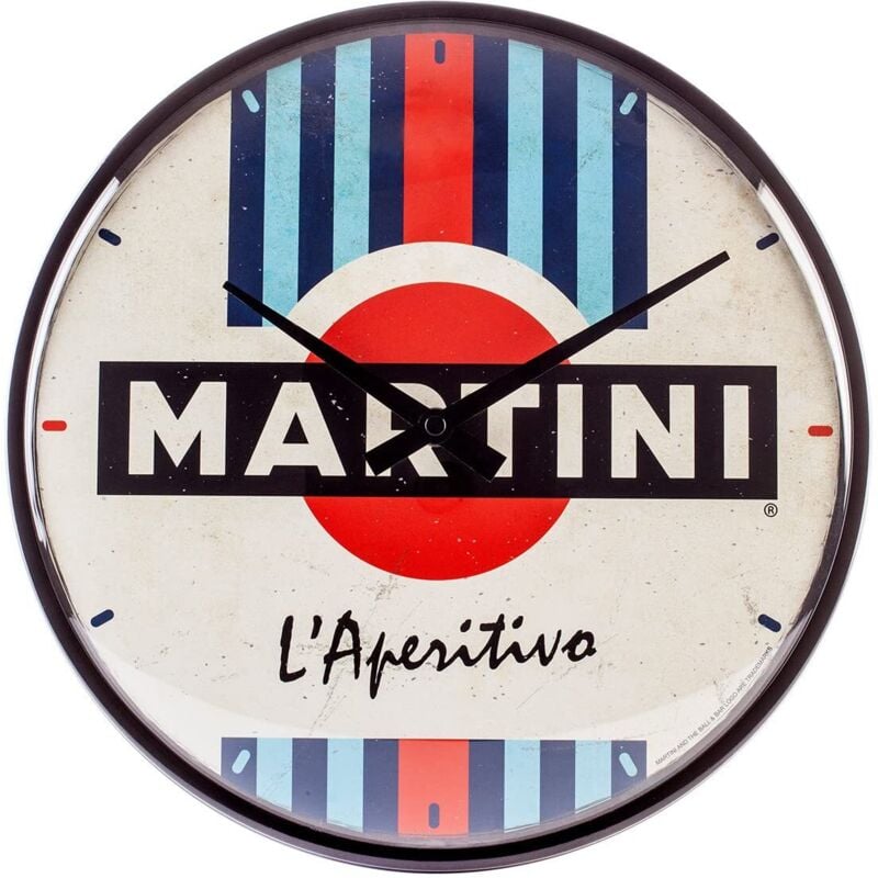 foto del prodotto nostalgic art orologio da parete, martini l aperitivo idea regalo per amanti dei cocktail, grande decorazione per cucina, design vintage, 31 cm