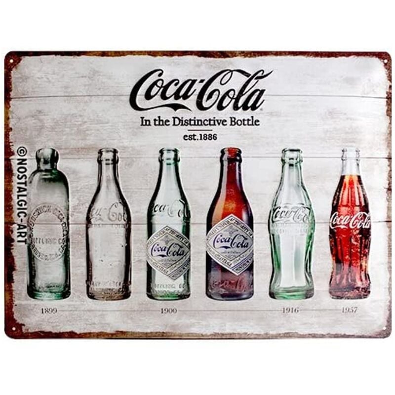 foto del prodotto nostalgic art targa vintage cola bottle timeline idea regalo per amanti della coca, in metallo, design retro per decorazione, 30 x 40 cm