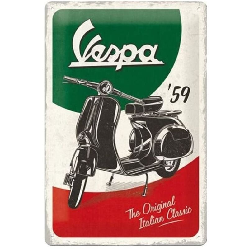 foto del prodotto nostalgic art targa vintage vespa the italian classic idea regalo per amanti degli scooter, in metallo, design retro per decorazione, 20 x 30 cm