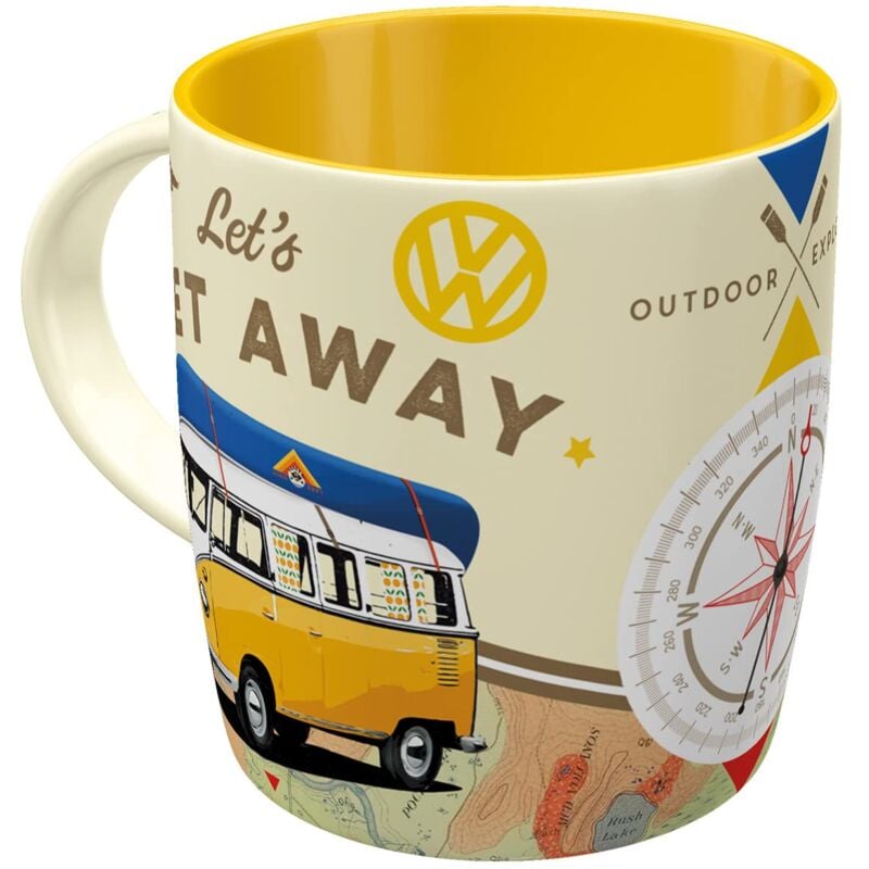 foto del prodotto nostalgic art tazza da caff retr bulli t1 let s get away idea regalo per i bus vw, ceramica, design vintage, 1 unit confezione da 1 