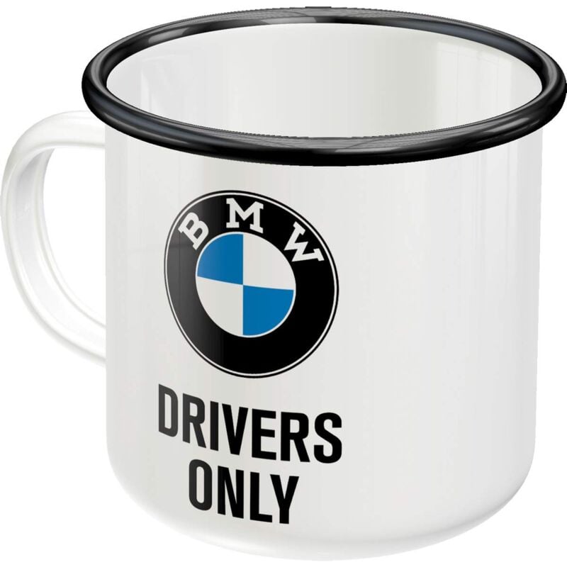 foto del prodotto nostalgic art tazza smaltata retr , 360 ml, official license product olp , bmw drivers only idee regalo per amanti bmw, tazza da campeggio,