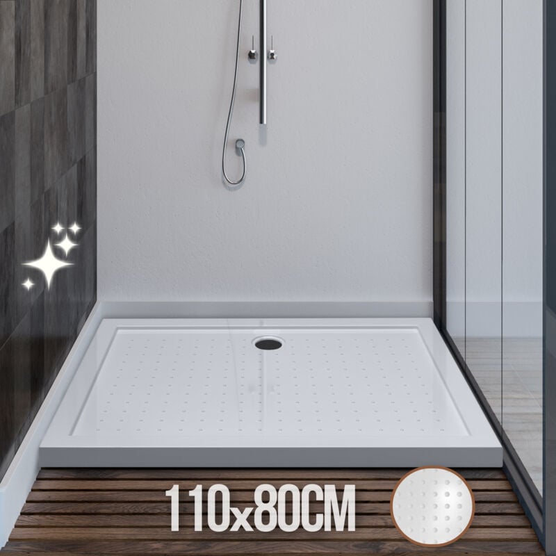 foto del prodotto nova aquamarin piatto doccia 110 x 80 cm, in acrilico, rialzato, rettangolare, antiscivolo, resistente ai graffi, max 250kg, bianco lucido