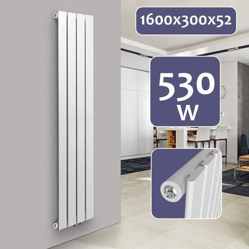 foto del prodotto nova aquamarin termosifone verticale, 1600x300x52mm, in acciaio, pannello monostrato, 4 colonne, bianco termosifoni moderni, termoarredo
