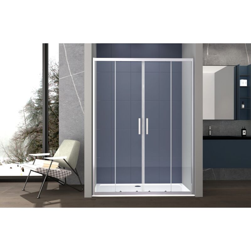 foto del prodotto nova box doccia a nicchia 130 cm porta scorrevole apertura centrale h195 cm lisa cromato