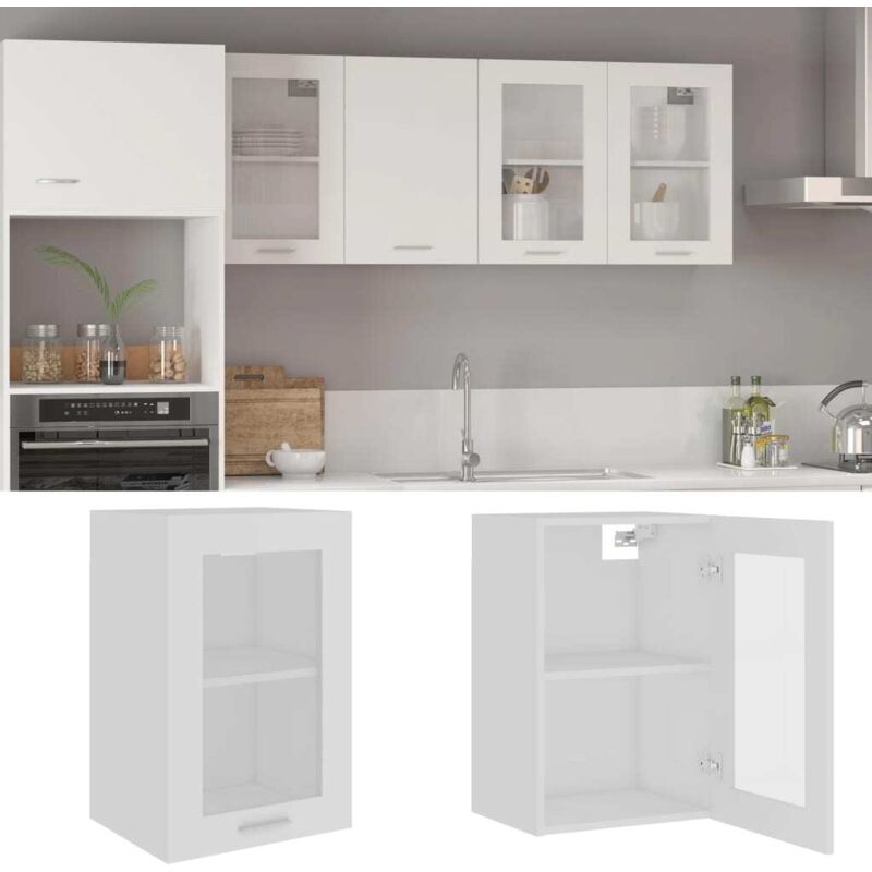 foto del prodotto nova furniture limited armadio sospeso con vetro lyon bianco