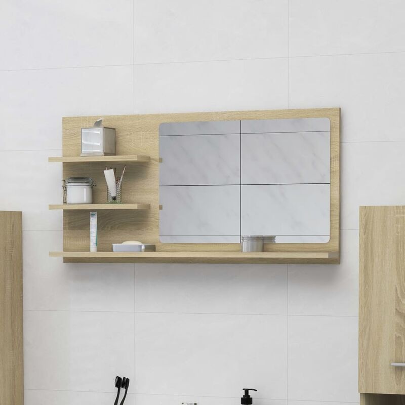 foto del prodotto nova furniture limited specchio da bagno rovere sonoma 90x10,5x45 cm