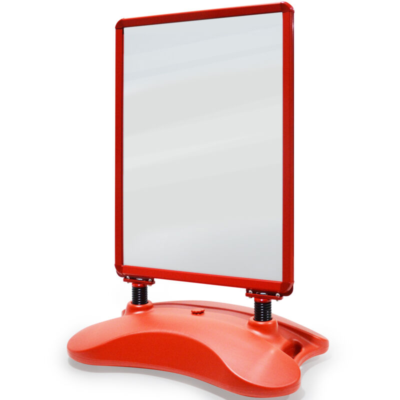foto del prodotto nova jago cavalletto pubblicitario a1, ruote, bifacciale, caricabile con acqua sabbia, portatile, rosso totem pubblicitario, display