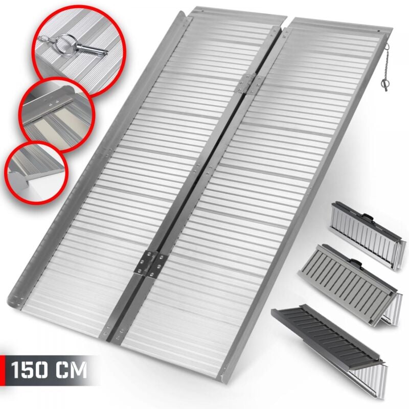 foto del prodotto nova jago rampa per sedia a rotelle pieghevole, portatile, capacit 270 kg, in alluminio, antiscivolo 90cm, 122cm, 150cm rampe per disabili,
