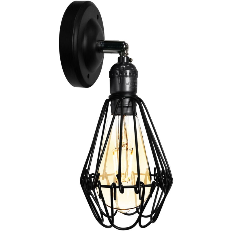 foto del prodotto nova line applique da parete industrial style 1xe27 nero ip20 novaline